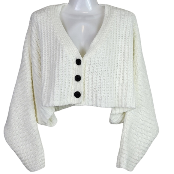 Urban Outfitters White Cropped Knit Cardigan - Picture 2 of 13